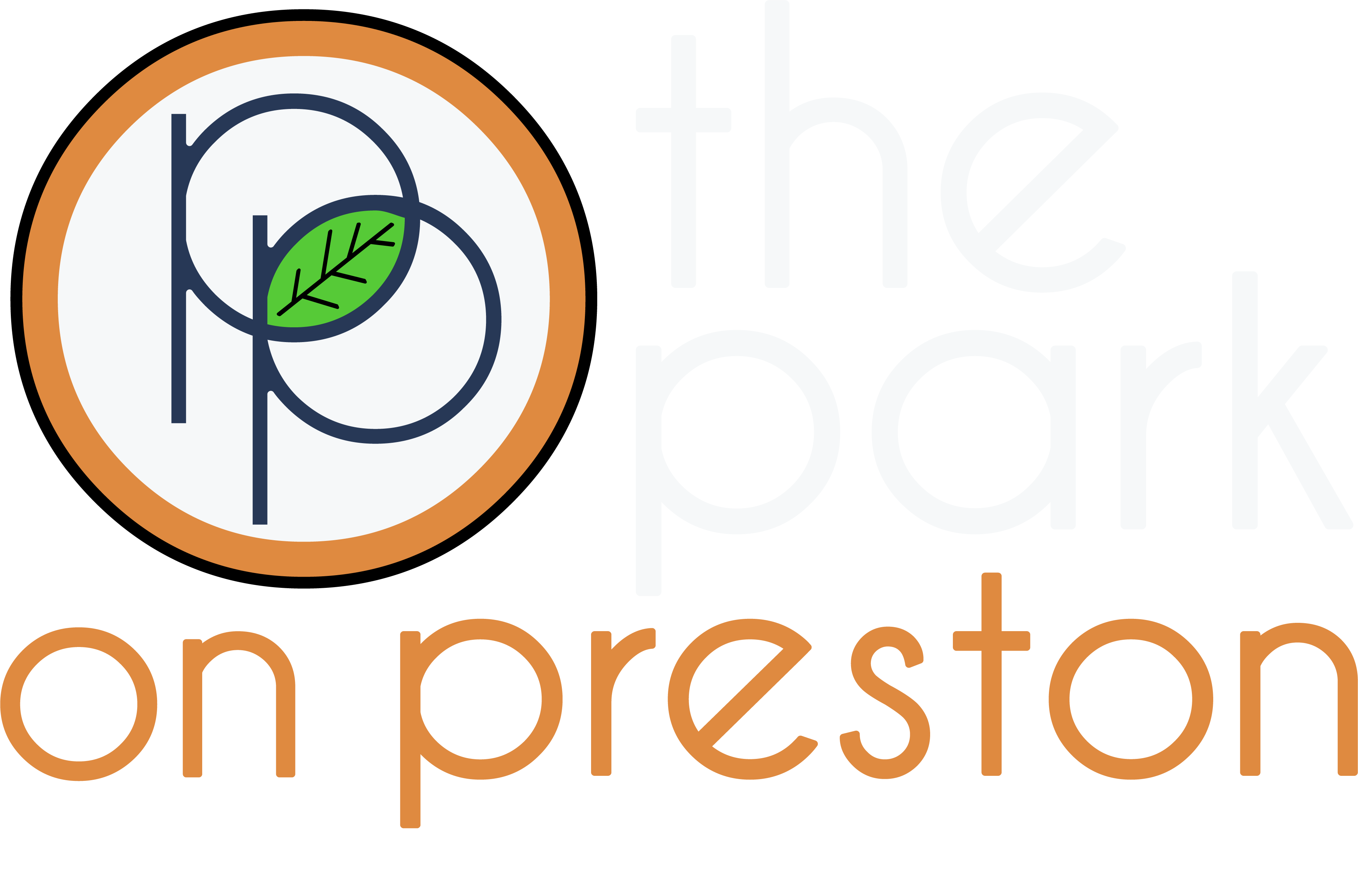 The Park on Preston Apartments logo with a green background.